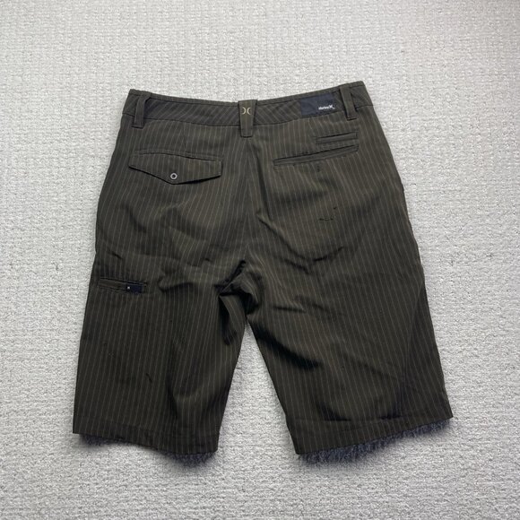 Y2K Hurley Skater Shorts Dark Brown Striped Art Department Men Sz 30 Goth Punk - Picture 9 of 13